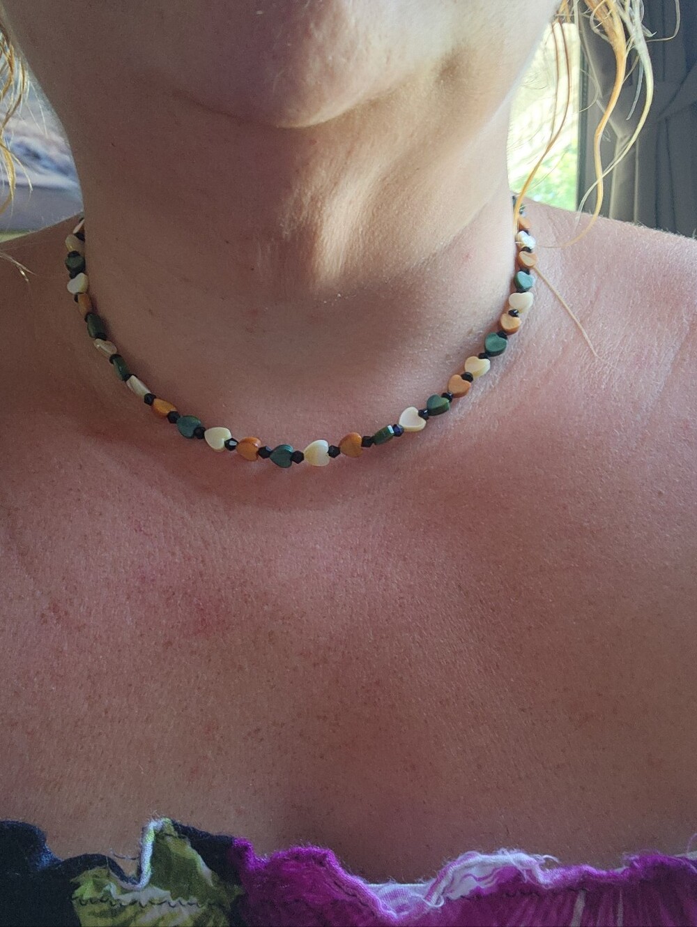 Handmade Mother Of Pearl Heart Blavk Spinel Beads. J & R Jewlery & More.